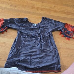 Chic Mini Dress with Red and Gray Design